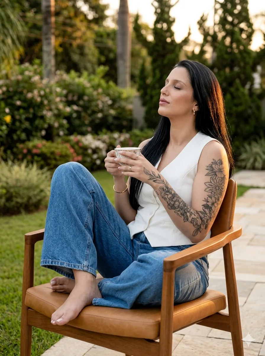 Giselli Duarte em momento de introspecção