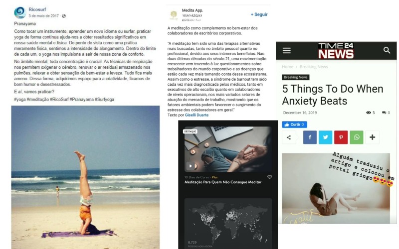 Publicações e republicações de conteúdos de Giselli Duarte em diferentes portais